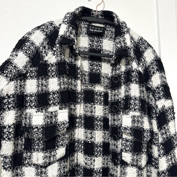 The Kooples sport black and white plaid button front shirt jacket Size 2/Medium - Picture 4 of 8